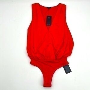 NWT Guess orange silky sleeveless blouse bodysuit XXS